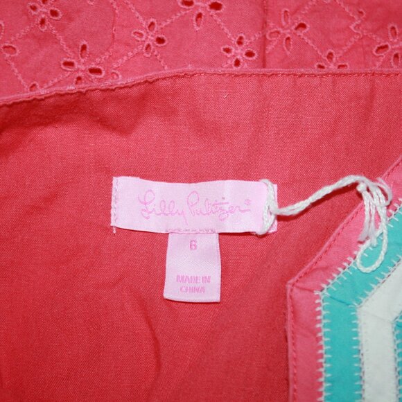 Lilly Pulitzer Pink Eyelet Short Sleeve Dress Size 6 - Picture 6 of 7